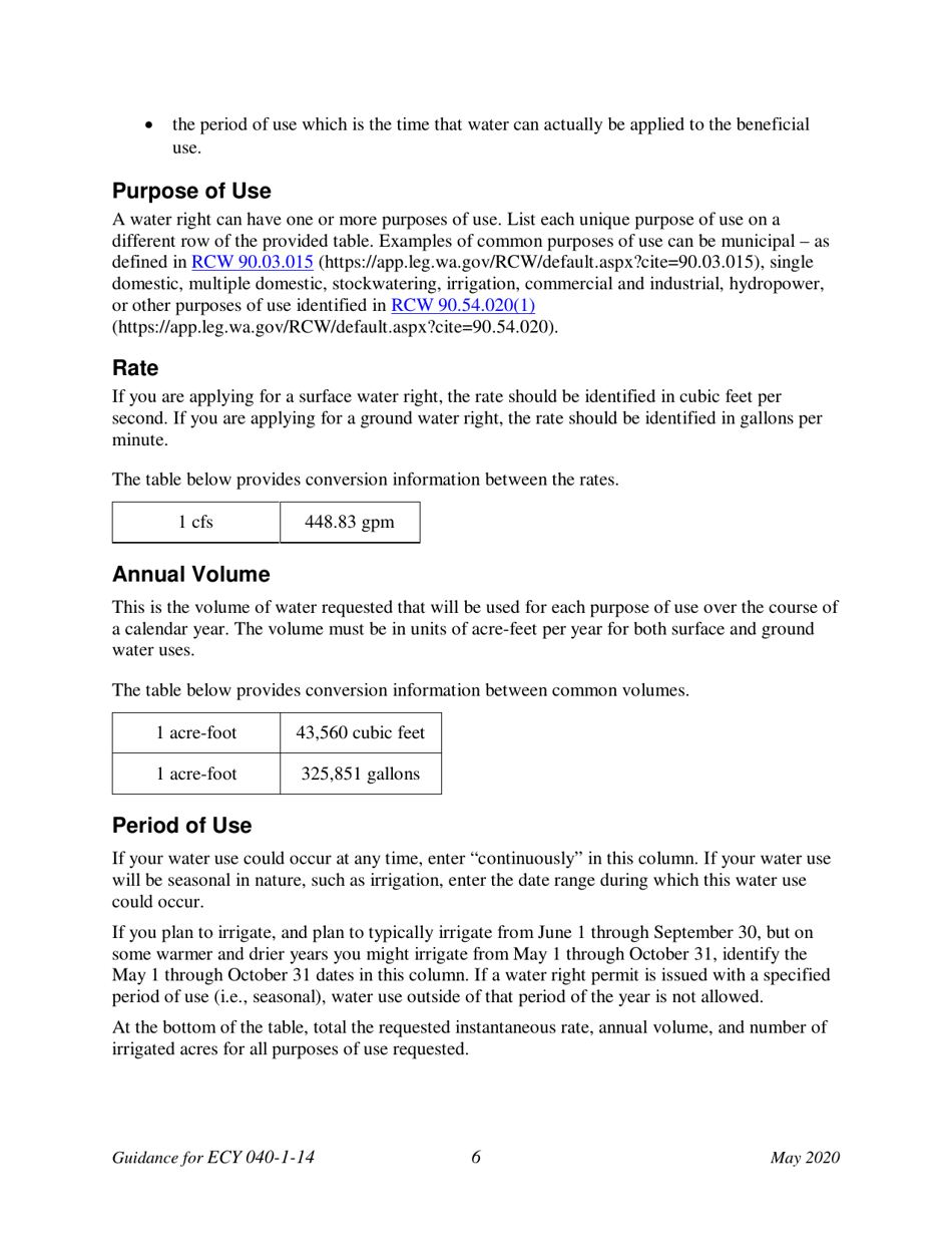 Instructions for Form ECY040-1-14 Application for a New Water Right Permit - Washington, Page 11