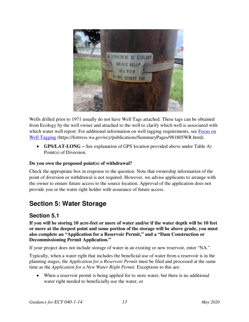 Instructions for Form ECY040-1-14 Application for a New Water Right Permit - Washington, Page 18