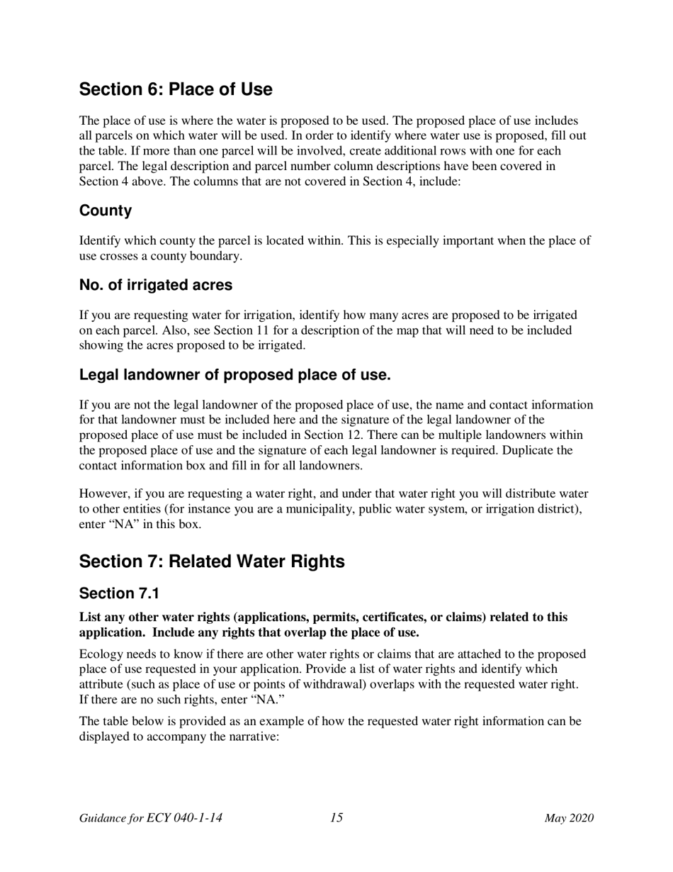 Instructions for Form ECY040-1-14 Application for a New Water Right Permit - Washington, Page 20