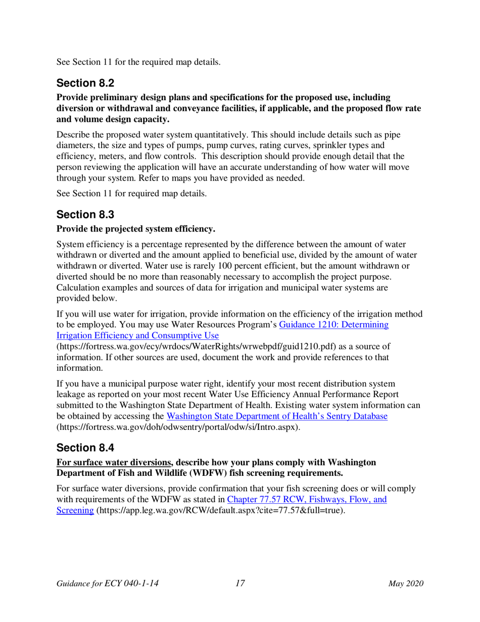 Instructions for Form ECY040-1-14 Application for a New Water Right Permit - Washington, Page 22