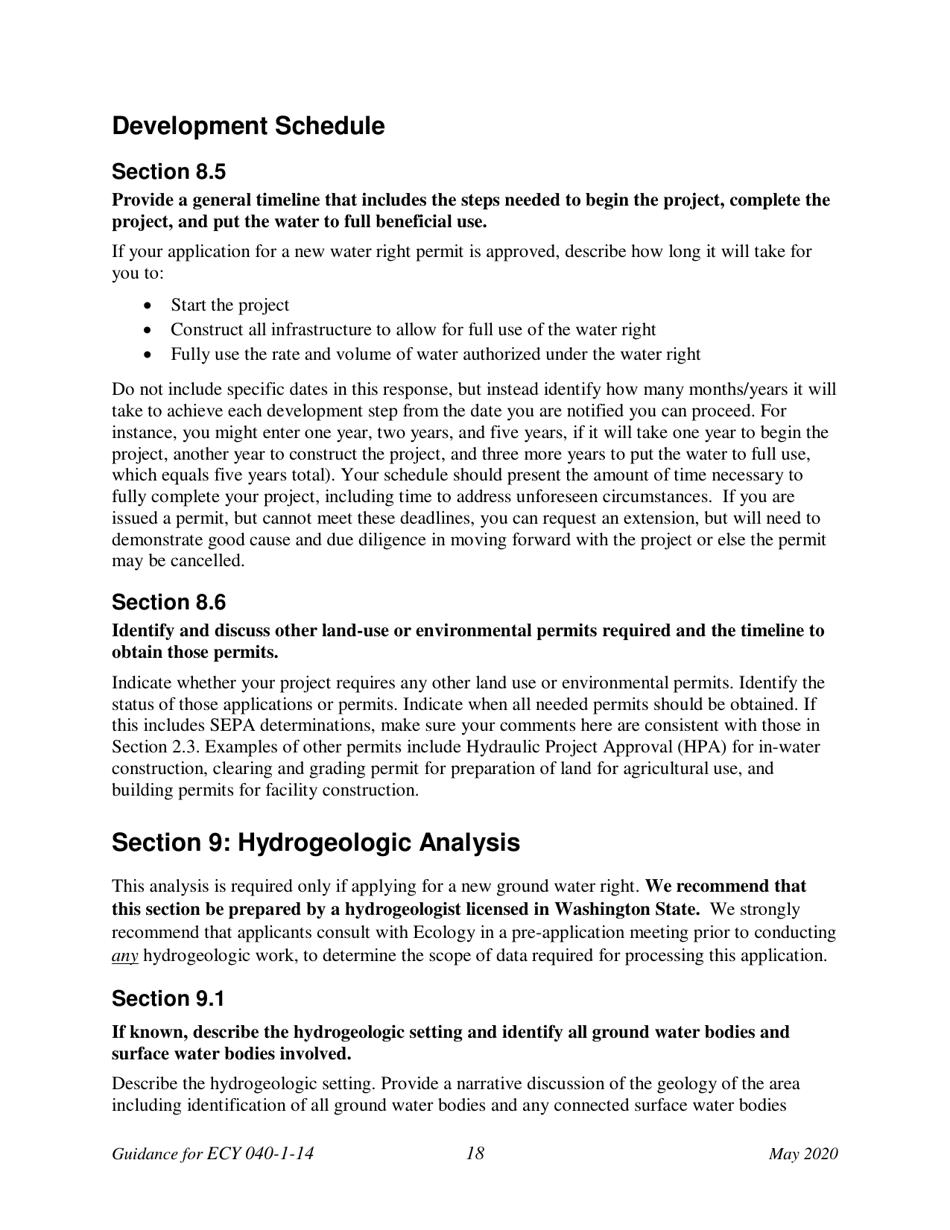 Instructions for Form ECY040-1-14 Application for a New Water Right Permit - Washington, Page 23