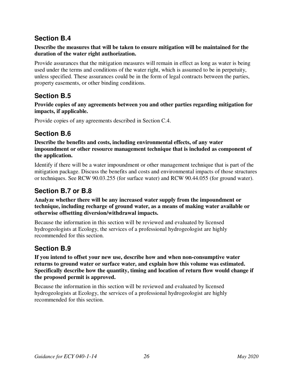 Instructions for Form ECY040-1-14 Application for a New Water Right Permit - Washington, Page 31