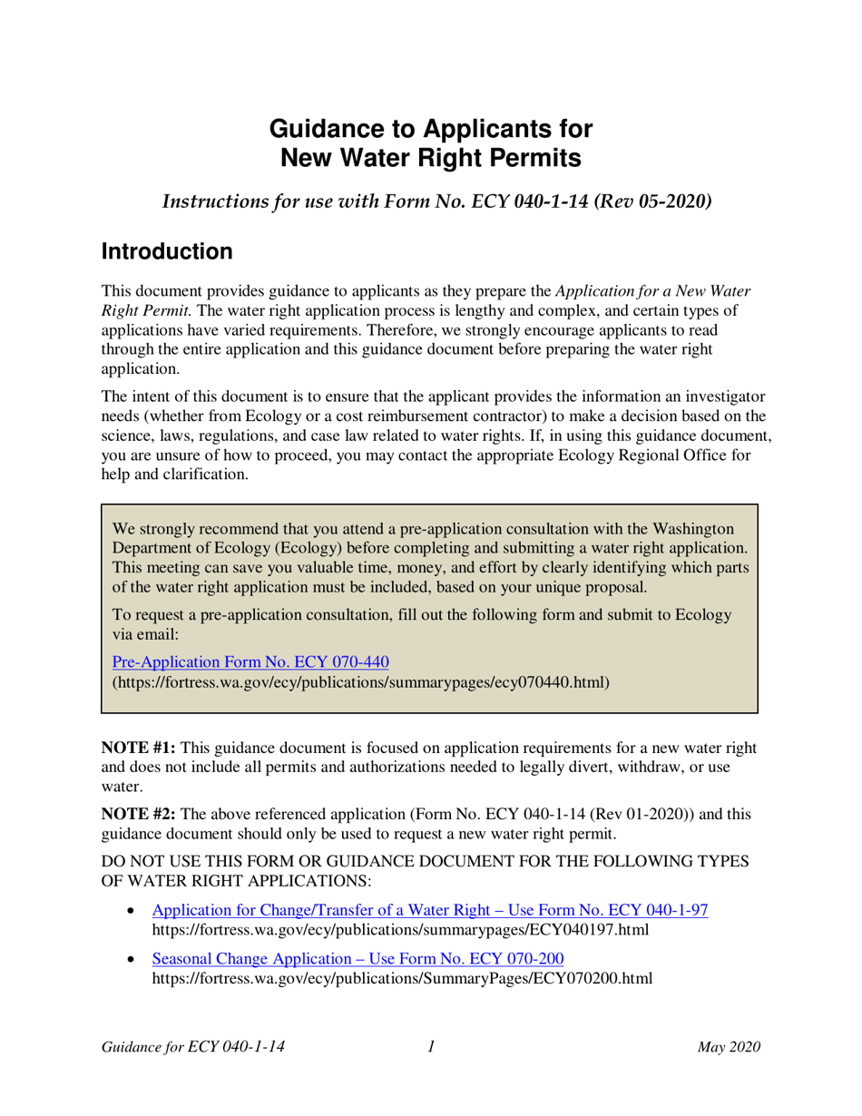 Instructions for Form ECY040-1-14 Application for a New Water Right Permit - Washington, Page 6