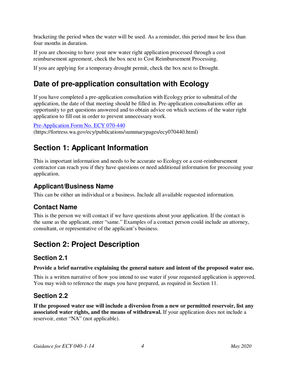 Instructions for Form ECY040-1-14 Application for a New Water Right Permit - Washington, Page 9