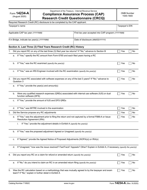 IRS Form 14234-A  Printable Pdf