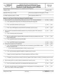 IRS Form 14234-A Compliance Assurance Process (CAP) Research Credit Questionnaire (Crcq)