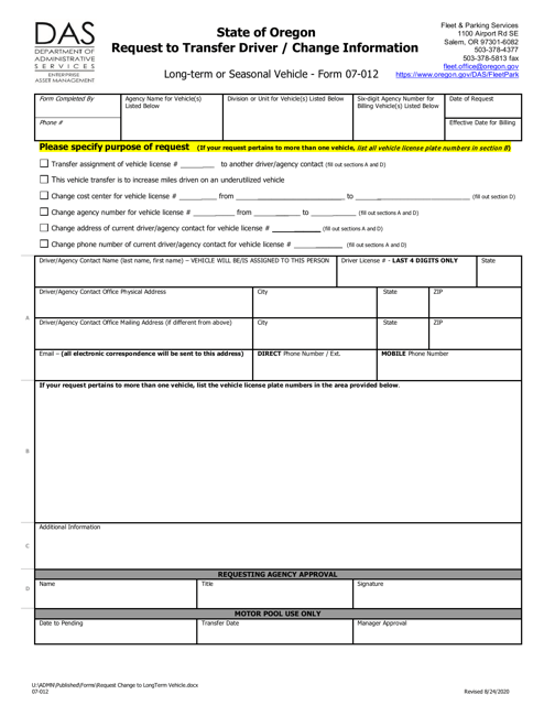 Form 07-012  Printable Pdf