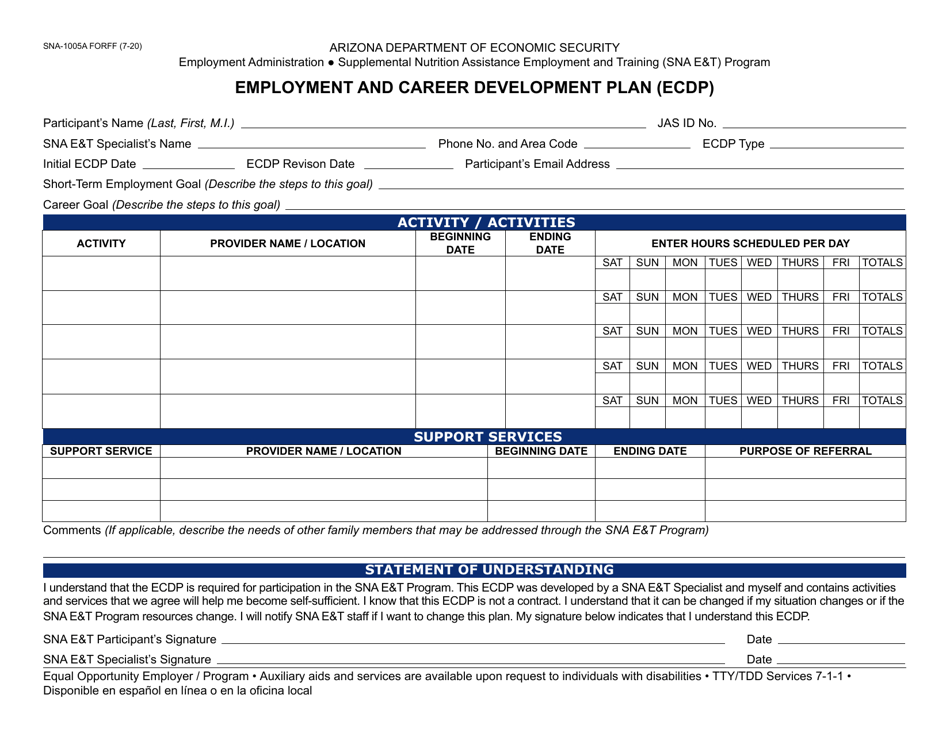 Form SNA-1005A Employment and Career Development Plan (Ecdp) - Arizona, Page 1