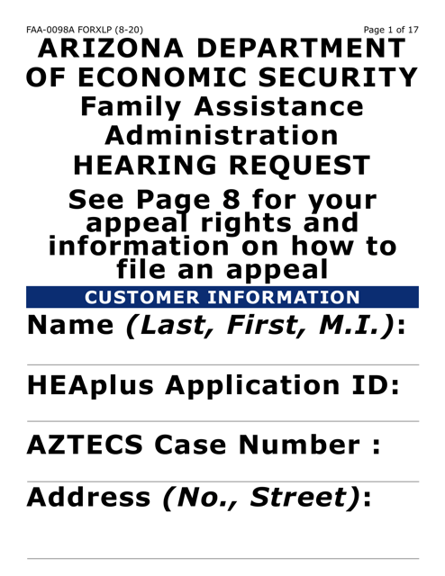 Form FAA-0098A-XLP  Printable Pdf
