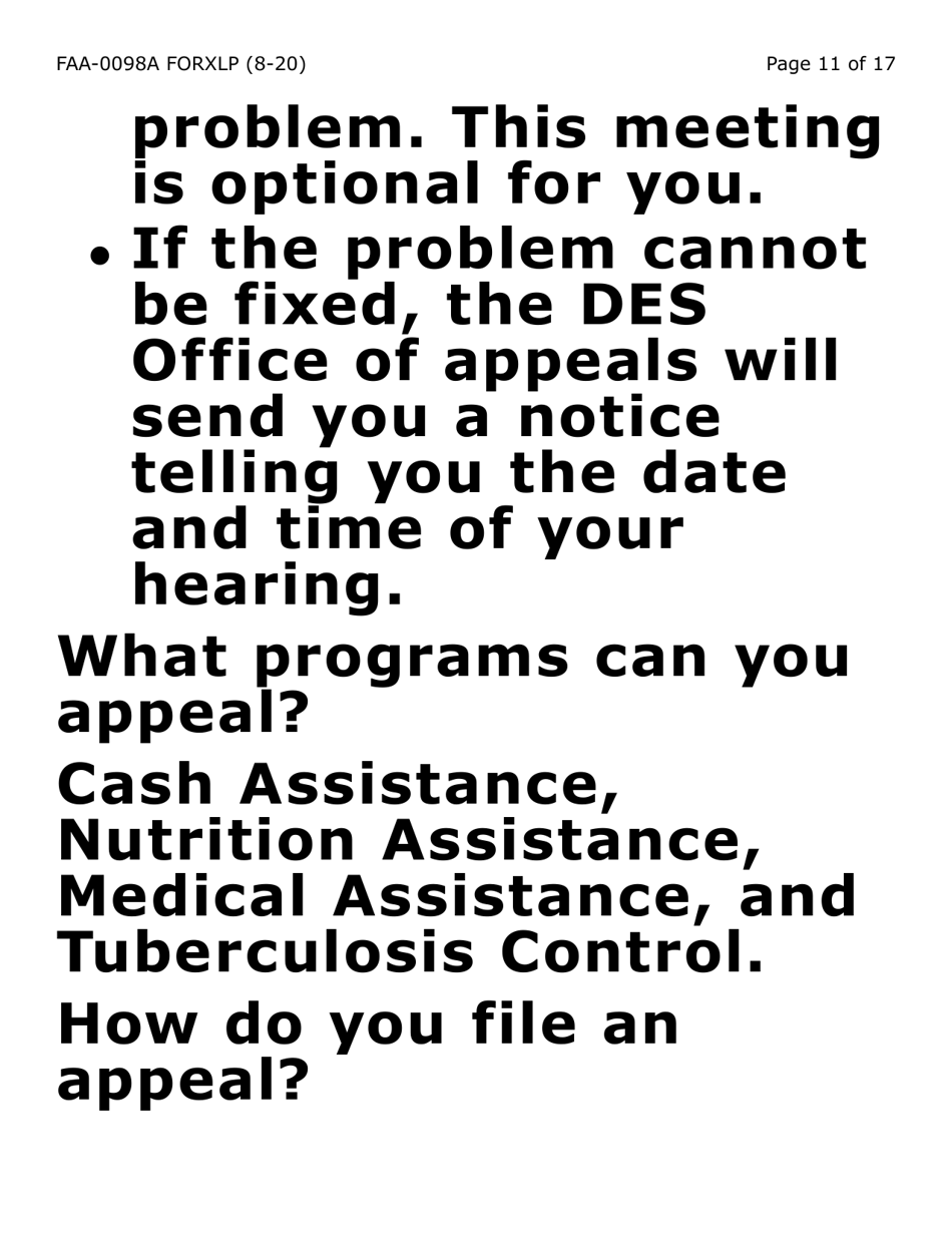 Form FAA-0098A-XLP Hearing Request (Extra Large Print) - Arizona, Page 11