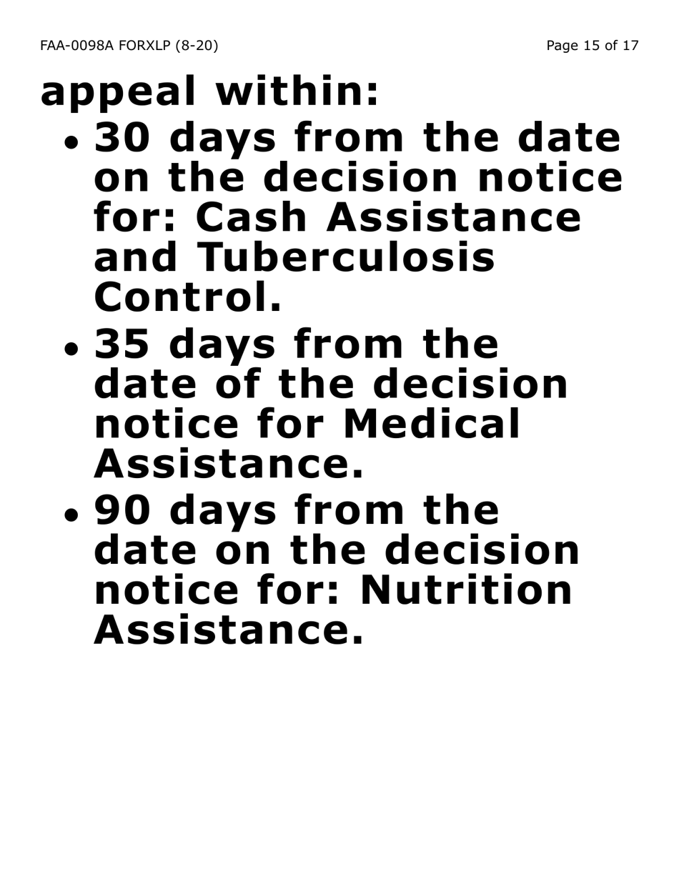 Form FAA-0098A-XLP Hearing Request (Extra Large Print) - Arizona, Page 15