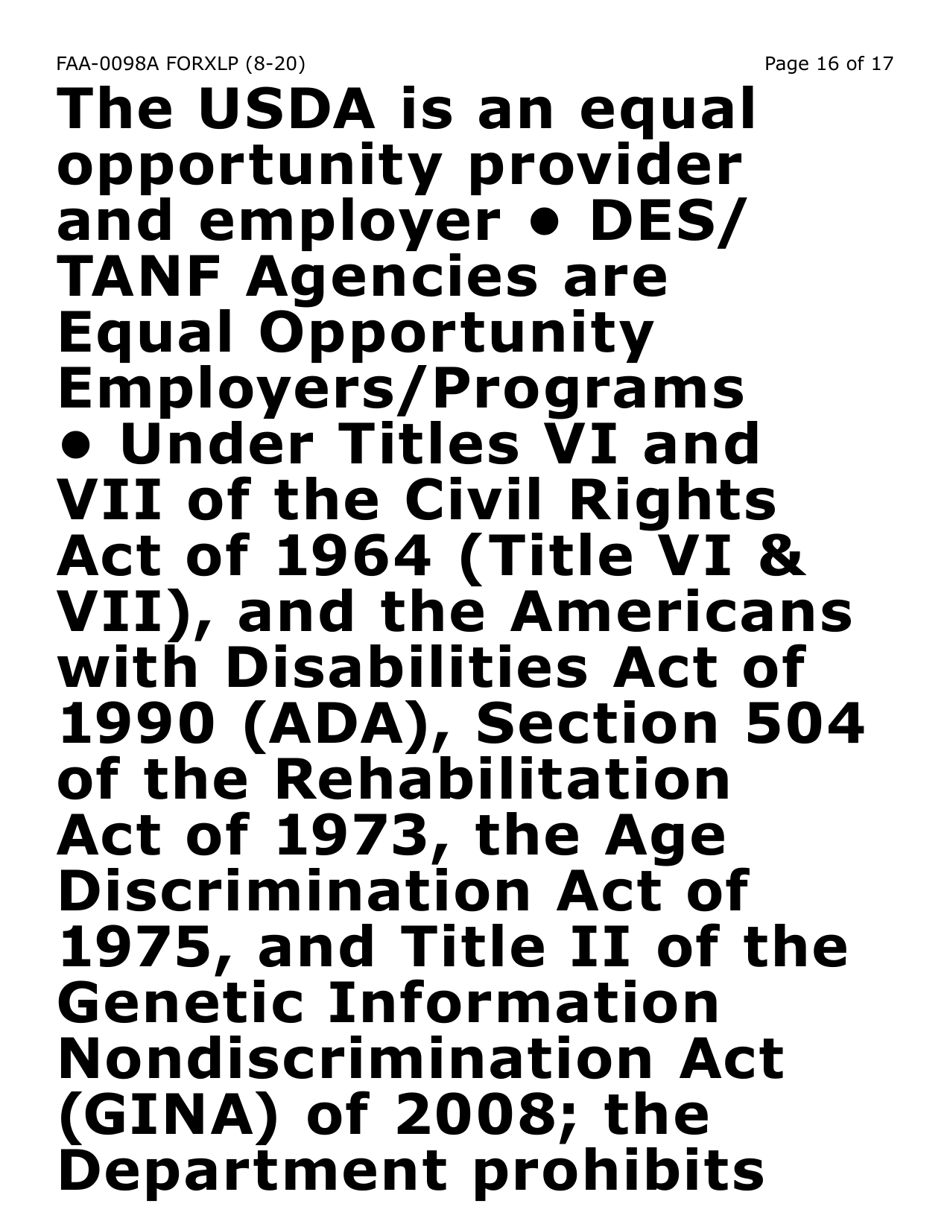Form FAA-0098A-XLP Hearing Request (Extra Large Print) - Arizona, Page 16