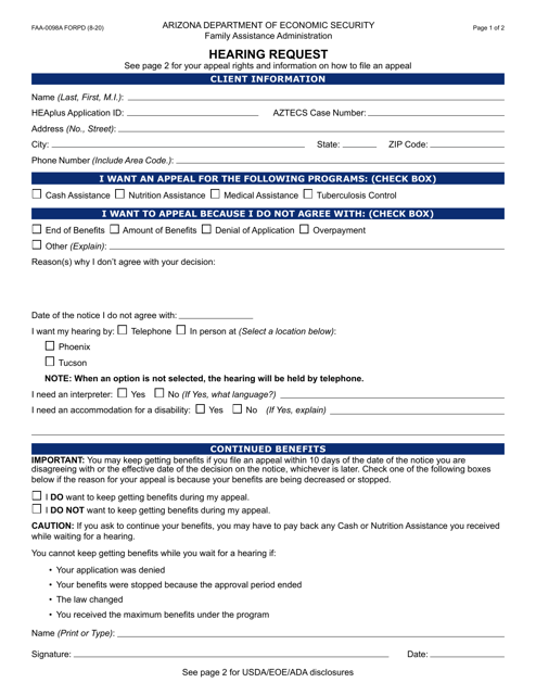 Form FAA-0098A  Printable Pdf