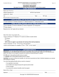 Form FAA-0098A Hearing Request - Arizona