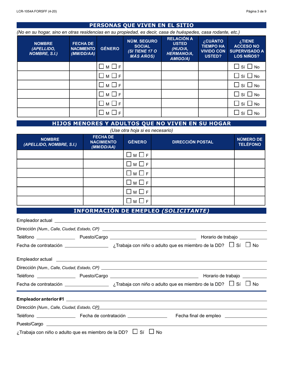 Formulario LCR-1054A-S Formulario De Solicitud Inicial - Arizona (Spanish), Page 3
