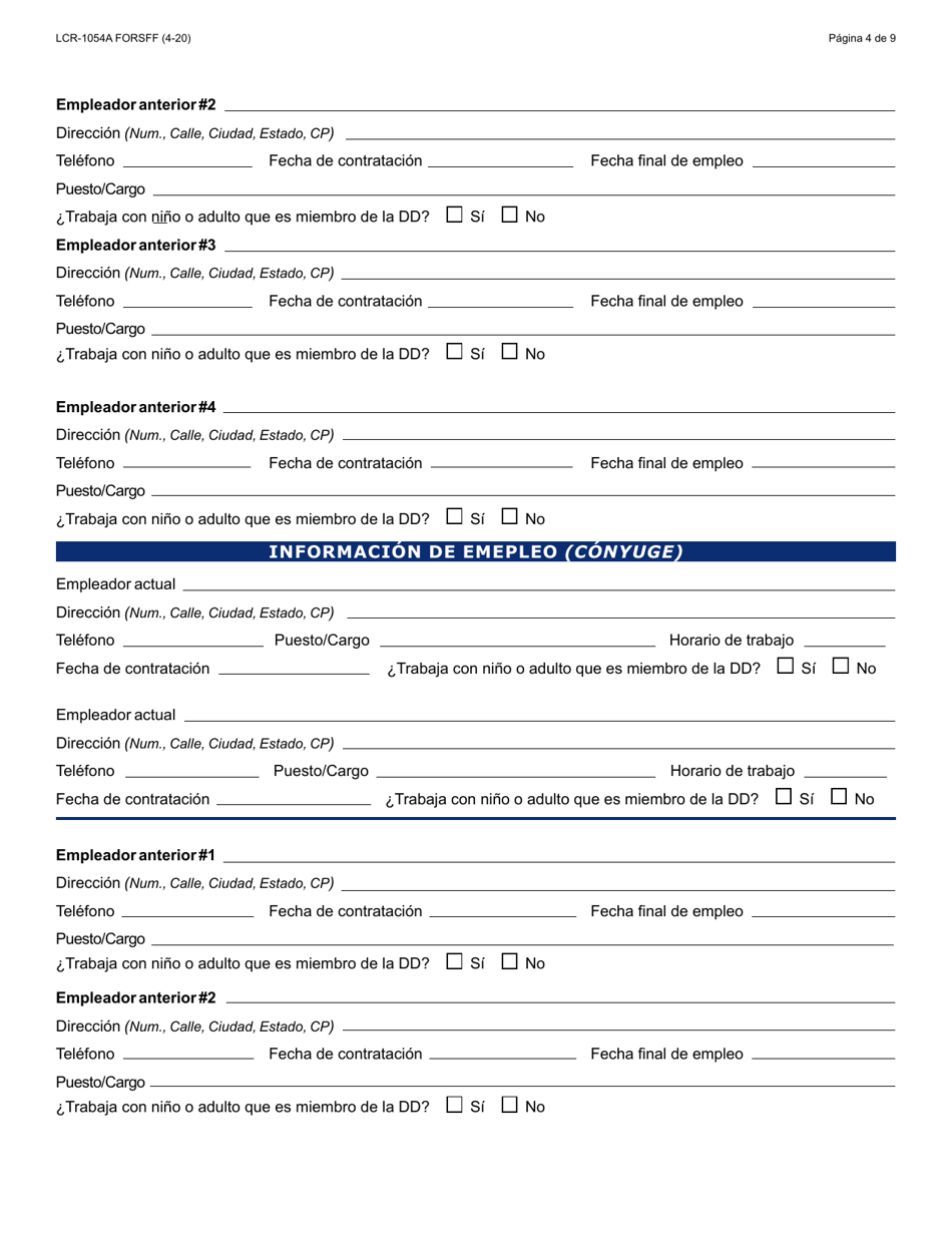 Formulario LCR-1054A-S Formulario De Solicitud Inicial - Arizona (Spanish), Page 4