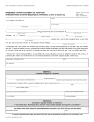Document preview: Form AD165 Presumed Father's Consent to Adoption When Denying He Is the Biological Father (In or out-Of-California) - California