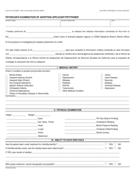 Document preview: Form AD524 Physician's Examination of Adoption Applicant/Petitioner - California (English/Spanish)