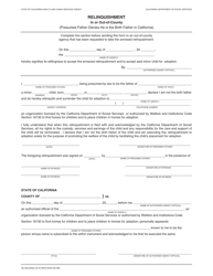 Document preview: Form AD583 Relinquishment in or out of County - Presumed Father Denies He Is the Birth Father in California - California