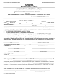 Document preview: Form AD586 Relinquishment in or out-Of-County (Alleged Natural Father in California) - California