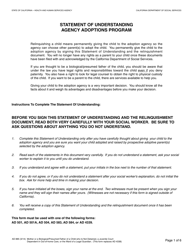 Document preview: Form AD885 Statement of Understanding - Mother or a Biological/Presumed Father of a Child Who Is Not Detained, a Juvenile Court Dependent in out-Of-Home Care, or the Ward of a Legal Guardian - California