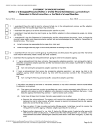 Form AD885 Statement of Understanding - Mother or a Biological/Presumed Father of a Child Who Is Not Detained, a Juvenile Court Dependent in out-Of-Home Care, or the Ward of a Legal Guardian - California, Page 2