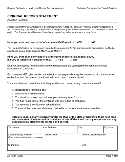 Form AD4337  Printable Pdf