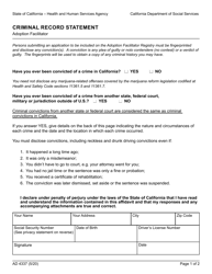 Form AD4337 Criminal Record Statement - California