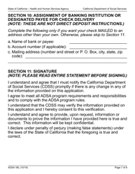 Form ADSA1BL Assistance Dog Special Allowance (Adsa) Program Application for Benefits for Recipients of Social Security Disability Insurance (Ssdi) Benefits - California, Page 7