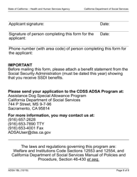 Form ADSA1BL Assistance Dog Special Allowance (Adsa) Program Application for Benefits for Recipients of Social Security Disability Insurance (Ssdi) Benefits - California, Page 8