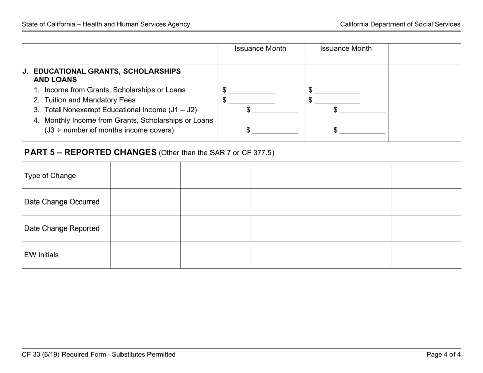 Form CF33 CalFresh Budget Worksheet - Special Medical / Shelter Deductions - California, Page 4