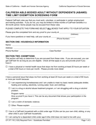 Form CF377.11E CalFresh Able-Bodied Adult Without Dependents (Abawd) Time Limit Exemption Screening Form - California
