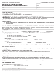 Document preview: Form CF377.7C CalFresh Repayment Agreement for Inadvertent Household Errors Only - California