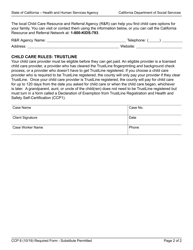 Form CCP8 Calworks Stage One Child Care Authorization Form - California, Page 2