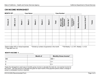 Form CW30 Calworks Budget Worksheet - California, Page 4