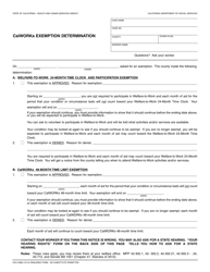 Form CW2186B Calworks Exemption Determination - California