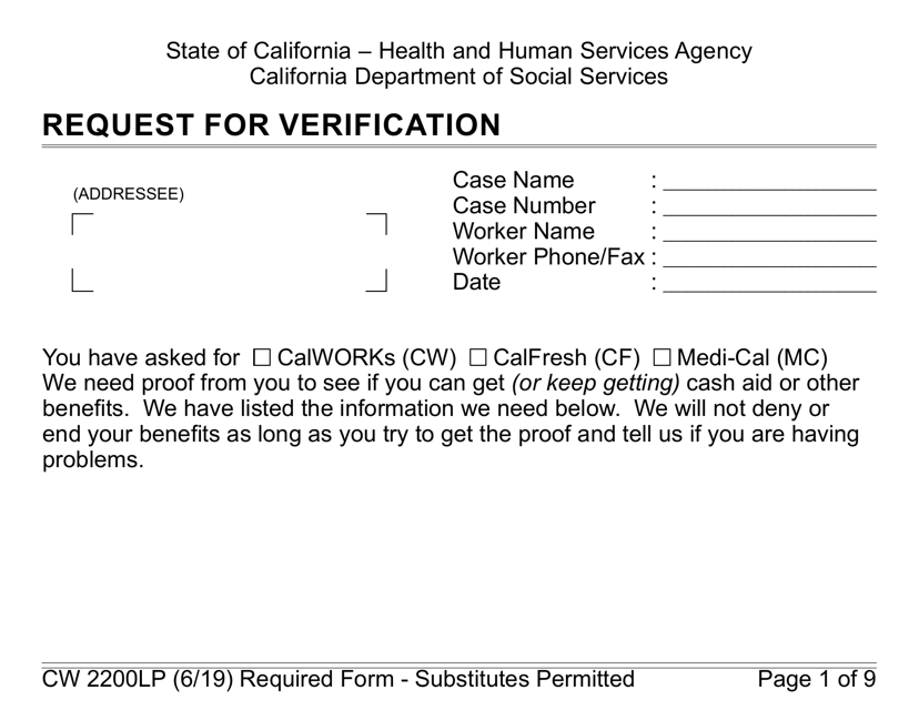 Form CW2200LP  Printable Pdf