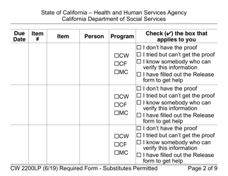 Form CW2200LP Request for Verification - California, Page 2