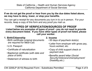 Form CW2200LP Request for Verification - California, Page 4