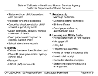 Form CW2200LP Request for Verification - California, Page 6