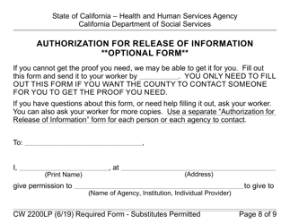 Form CW2200LP Request for Verification - California, Page 8