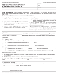 Document preview: Form DFA377.7E Food Stamp Repayment Agreement for Administrative Errors Only - California