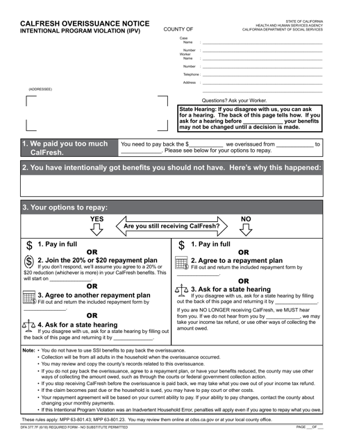 Form DFA377.7F  Printable Pdf