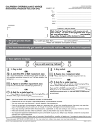 Form DFA377.7F CalFresh Overissuance Notice - Intentional Program Violation (Ipv) - California