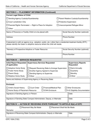 Form ICPC100A Interstate Compact on the Placement of Children Request - California, Page 2