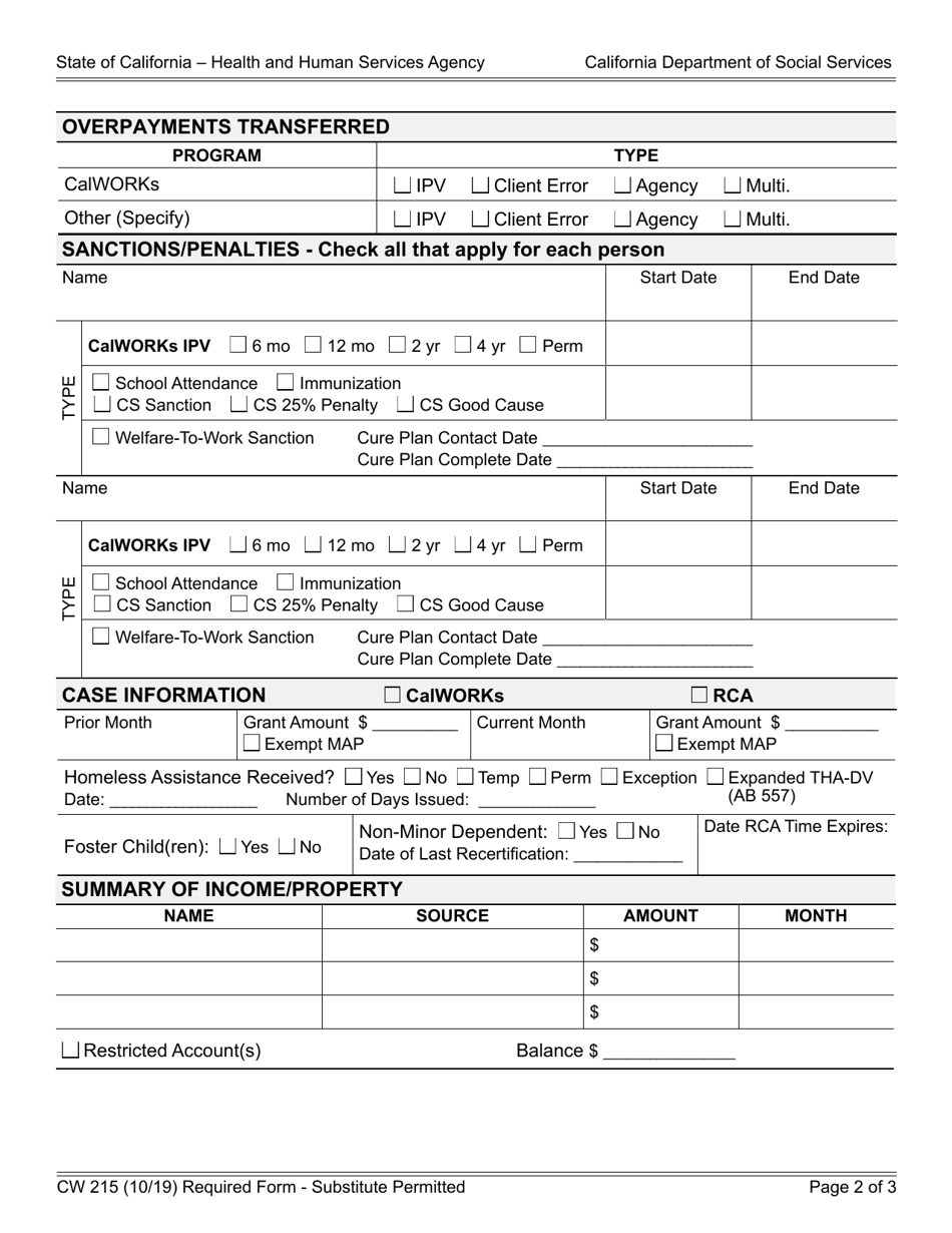 Form CW215 Download Fillable PDF or Fill Online Notification of ...