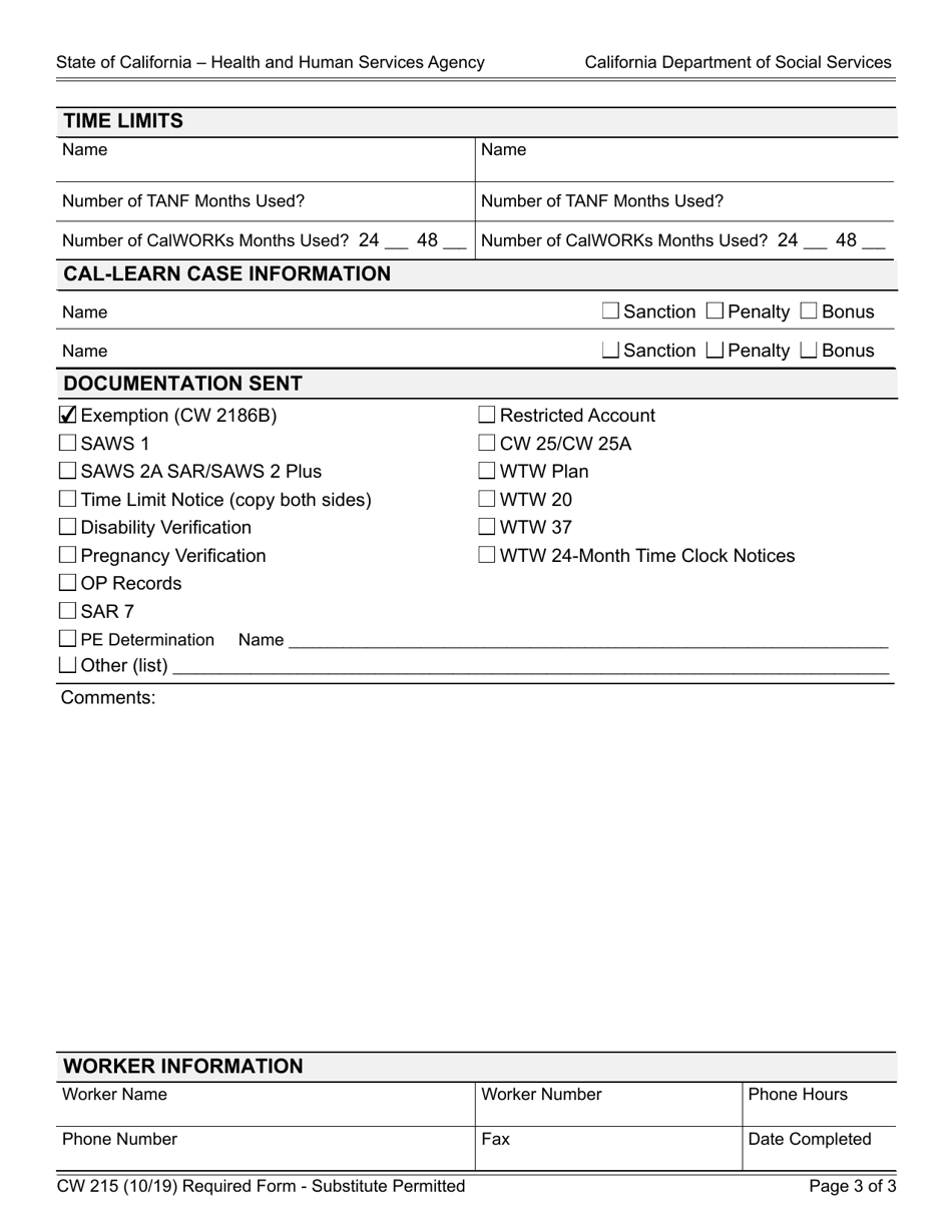 Form CW215 Notification of Intercounty Transfer - California, Page 3