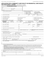Form LIC200 &quot;Application for a Community Care Facility or Residential Care Facility for the Elderly License&quot; - California