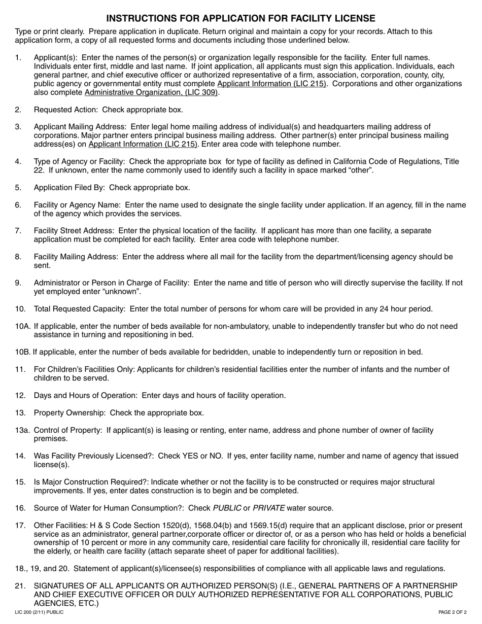 Form LIC200 Fill Out Sign Online And Download Fillable PDF 