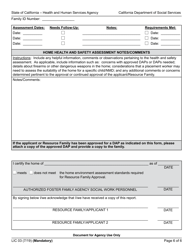 Form LIC03 Resource Family Home Health and Safety Assessment Checklist - California, Page 6